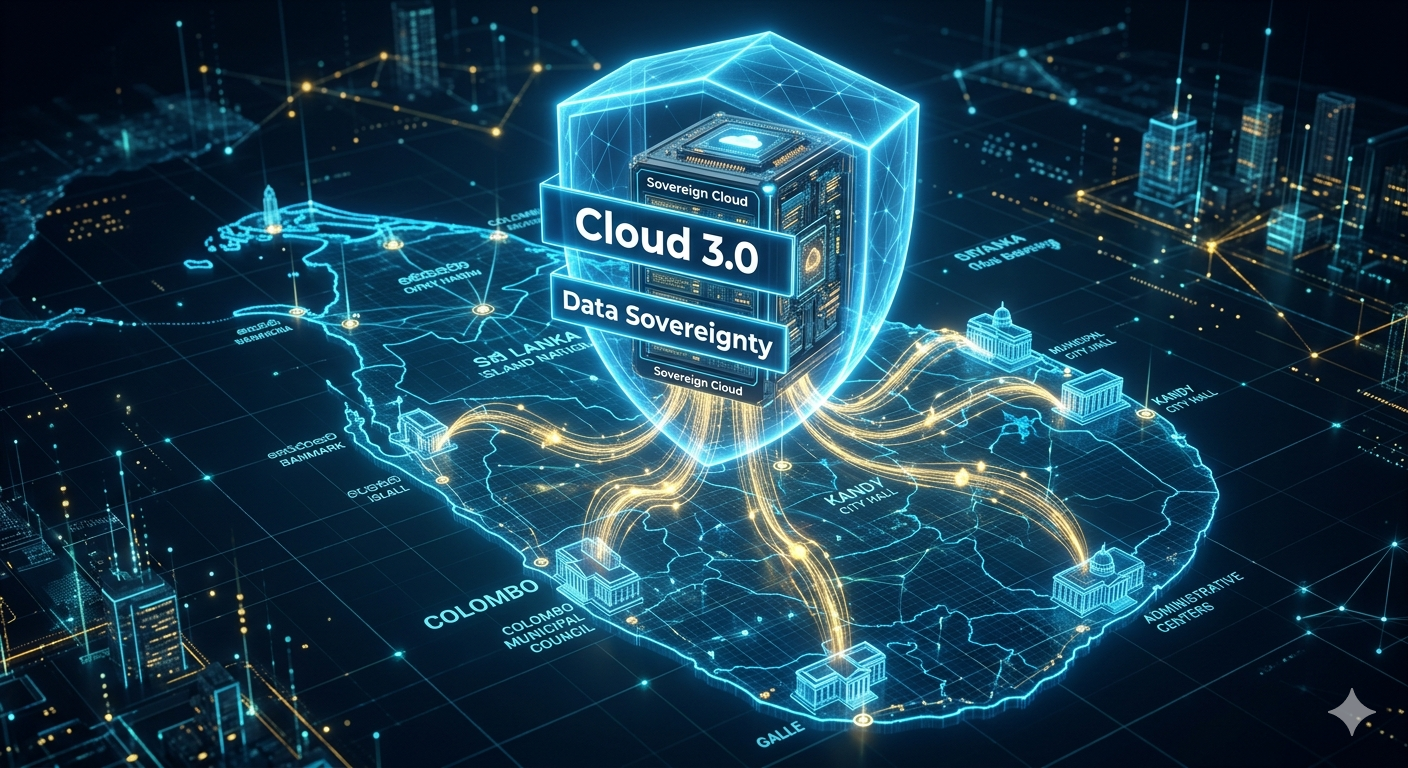 Holographic map of Sri Lanka connected to Sovereign Cloud server