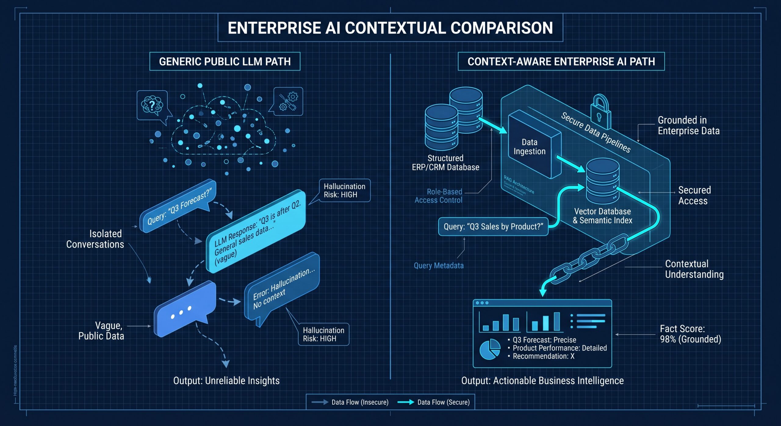 Generic LLM vs Context Aware Enterprise AI Architecture